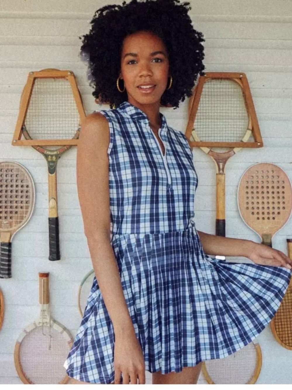 Smith and Quinn Blue Plaid Sleeveless Mackenzie Mariners Dress-XS